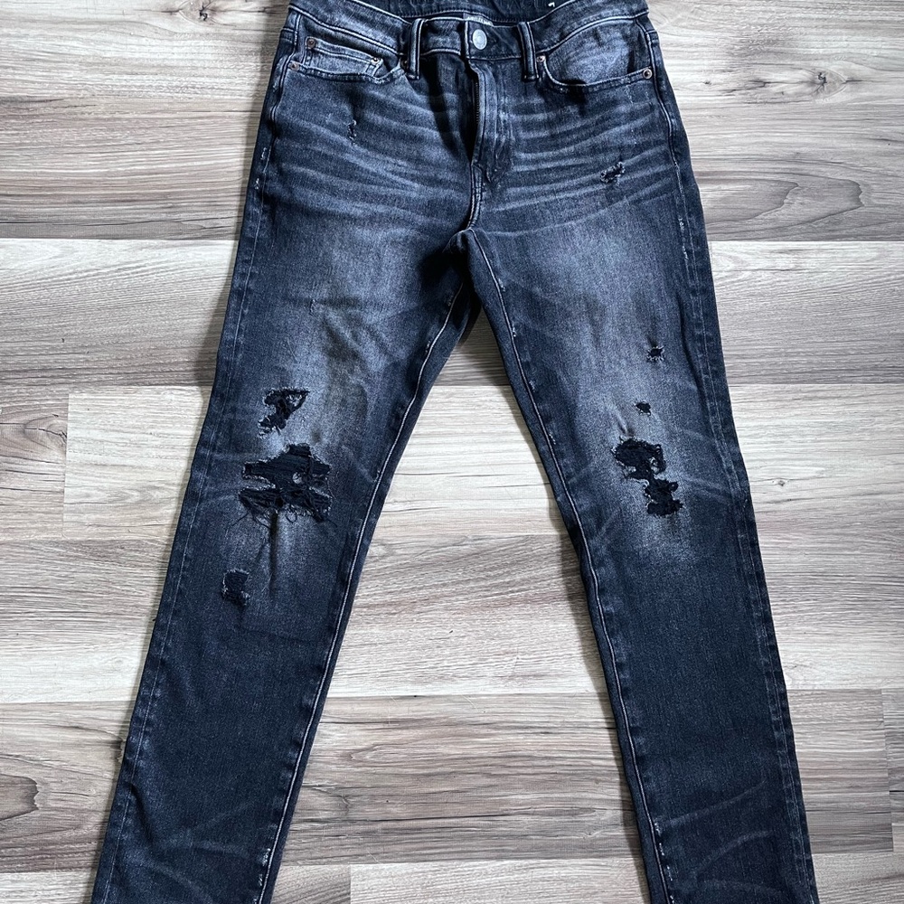 Men’s American Eagle Outfitters Black Skinny Jeans Distressed size 30x30